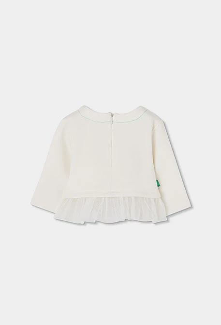 Completo in maglia neonata bambina bianco stampato alberi