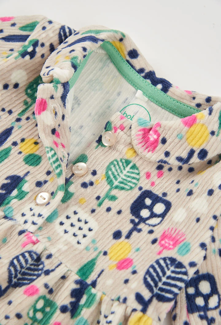 Vestido punto estampado árboles multicolor bebé