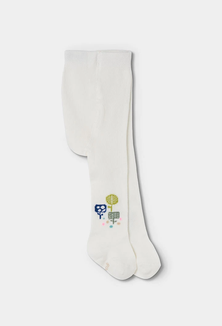 White tree-print leotard for babies