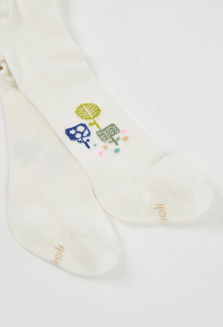 White tree-print leotard for babies