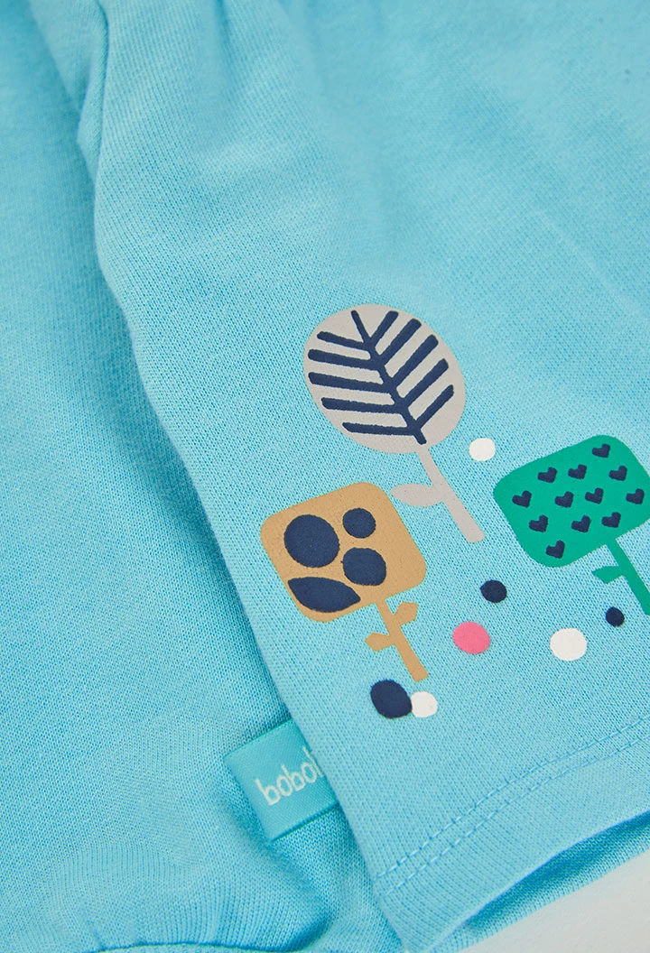 Fleece-Sweatshirt Baby Mädchen grün Blumendruck