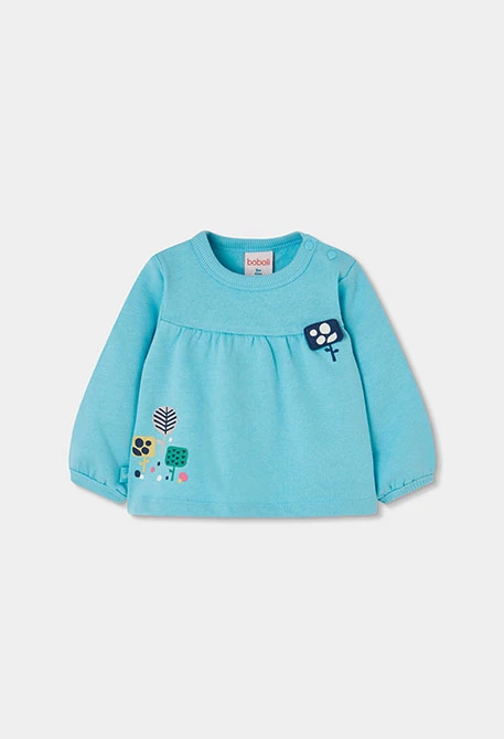 Sudadera felpa bebé niña verde estampado flores