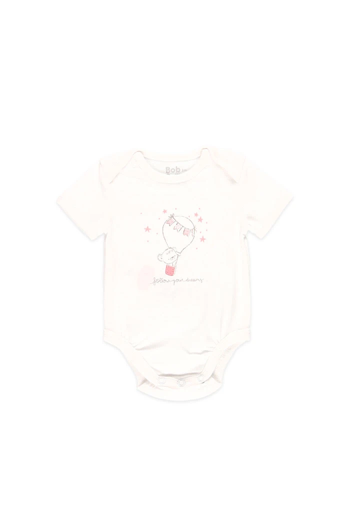 Pack 2 bodys básicos de bebé niña blanco y rosa