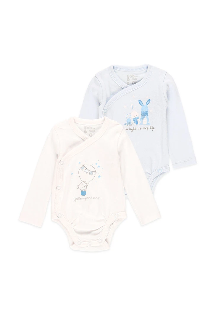 Pack 2 bodys básicos de bebé niño en manga larga