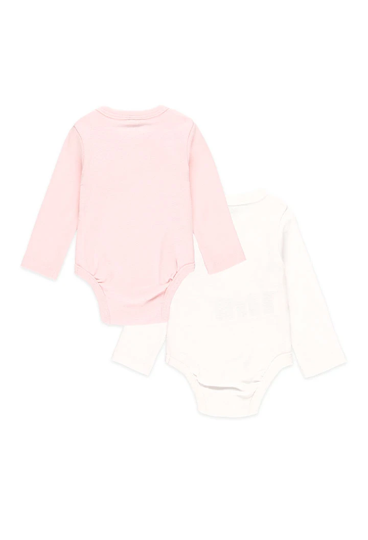 Pack 2 bodys básicos de bebé niña estampado conejito y oso