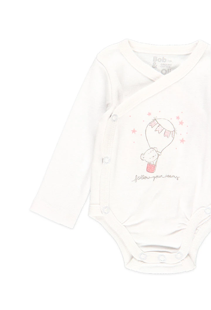 Pack 2 bodys básicos de bebé niña estampado conejito y oso