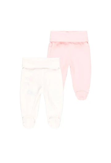 Pack 2 polainas básicas de bebé niña rosa y blanco