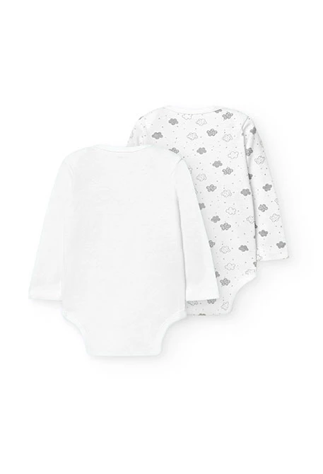 Pack 2 bodys básicos de bebé unisex blanco estampado