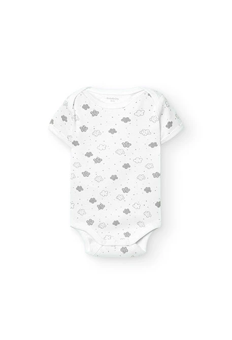 Pack 2 bodys básicos de bebé unisex blanco estampado letras y nubes