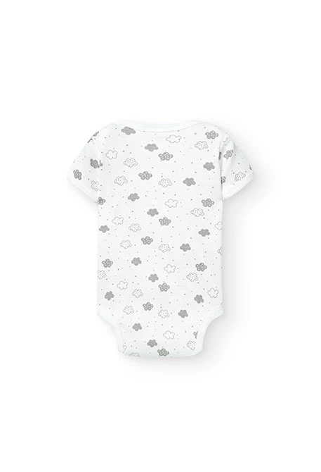 Pack 2 bodys básicos de bebé unisex blanco estampado letras y nubes