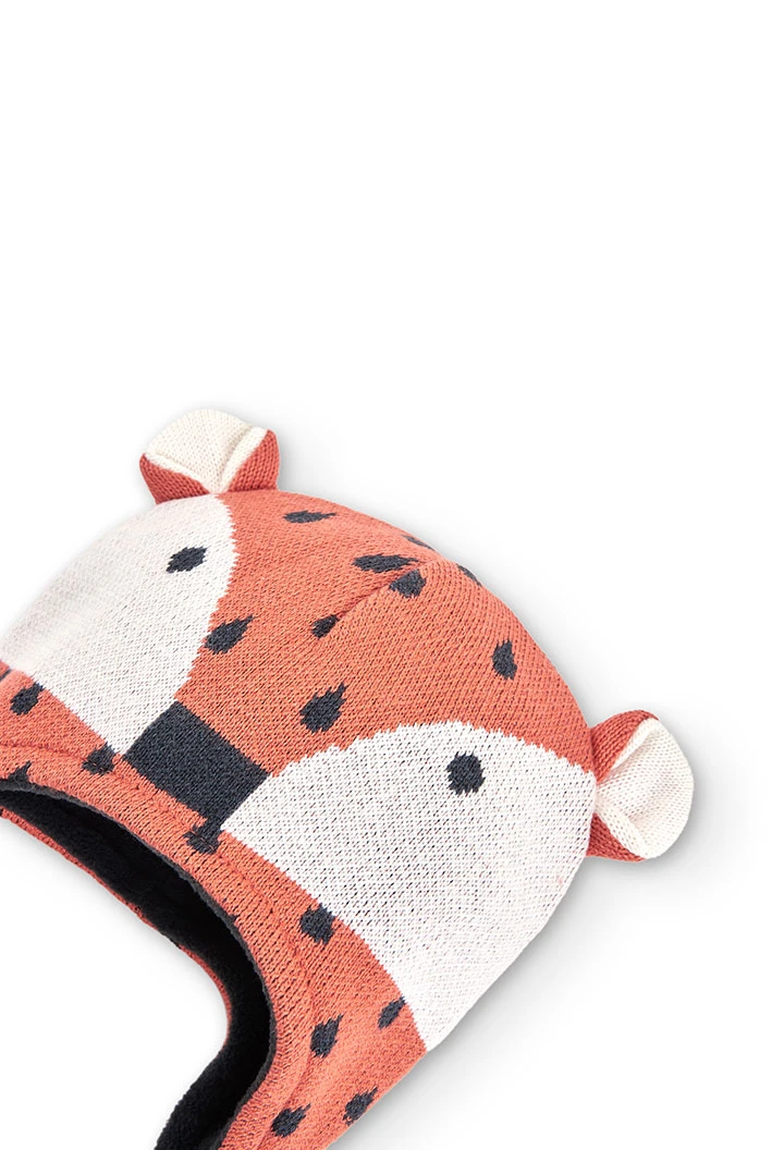 Bonnet tricoté "renard" pour bébé