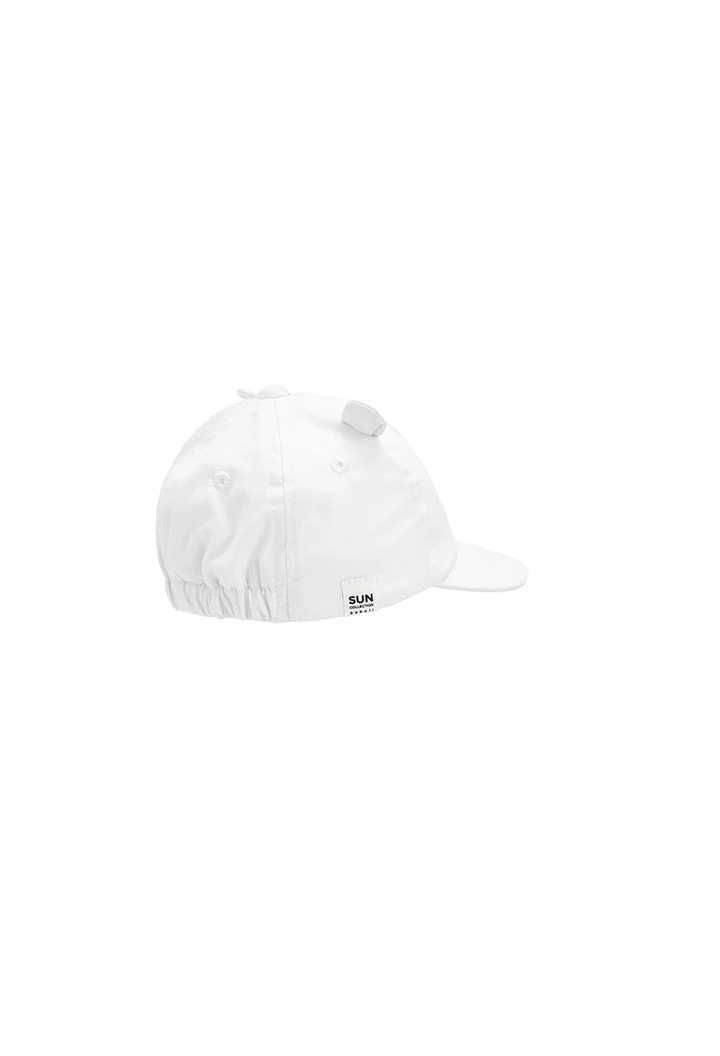 Gorra de teixit amb orelles de nadó blanc