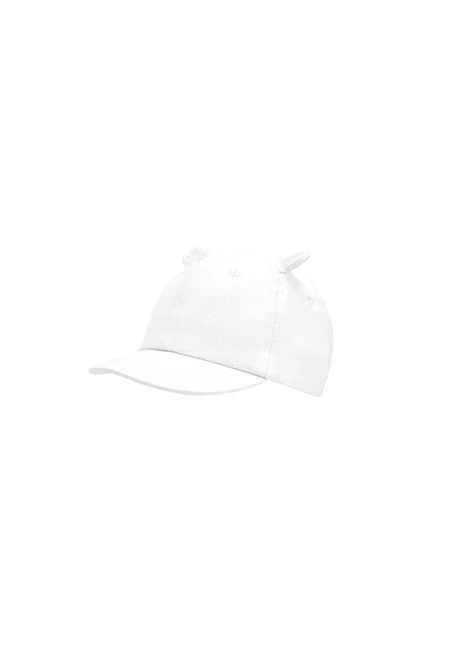 Gorra de tejido con orejas de bebé blanco