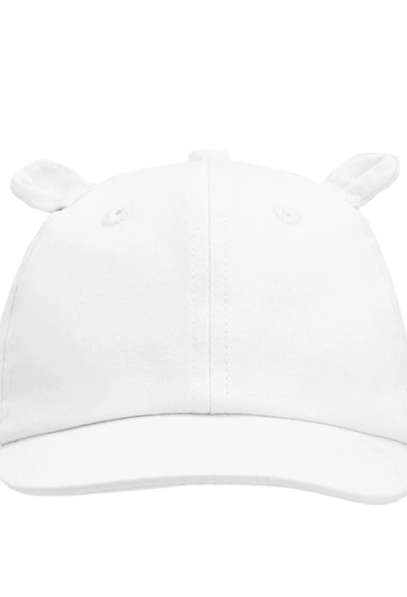 Gorra de teixit amb orelles de nadó blanc