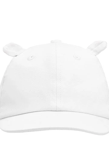 Gorra de tejido con orejas de bebé blanco