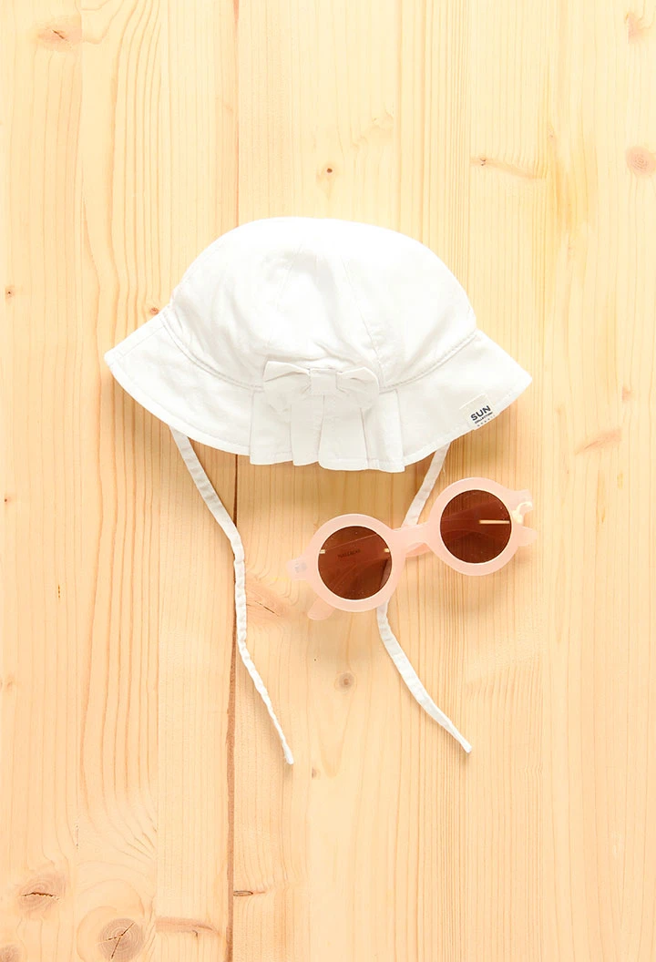 Capell de teixit amb llaç de nadó blanc