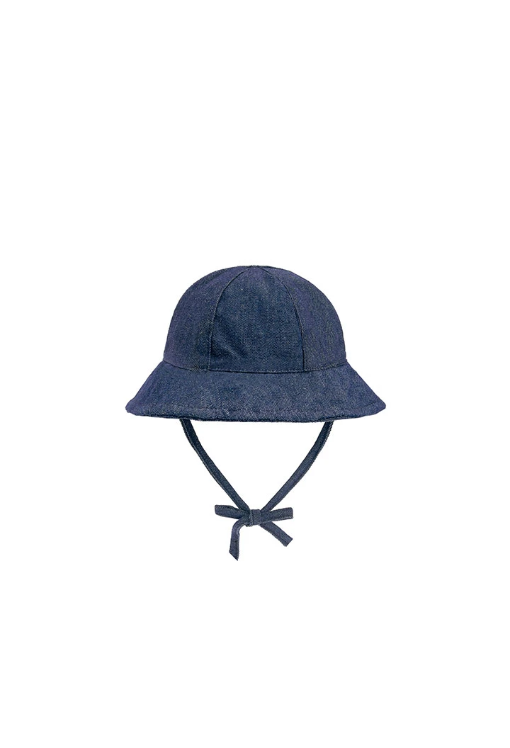 Blaue Baby-Mütze mit Schleife