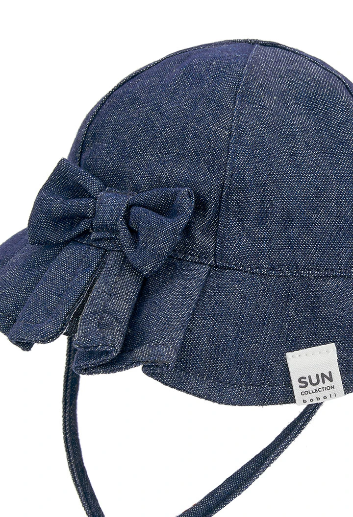 Cappellino neonato blu con fiocco