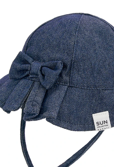 Cappellino neonato blu con fiocco