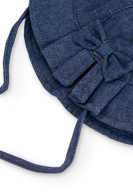 Cappellino neonato blu con fiocco