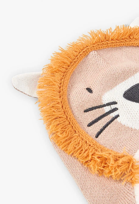 Gorro de malha de bebé em cor bege