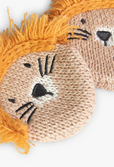 Gants en tricot pour bébé de couleur beige