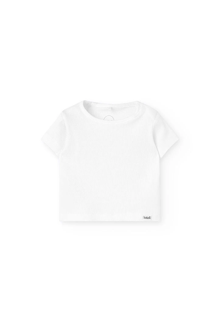 Maglietta a coste per bambino in colore bianco