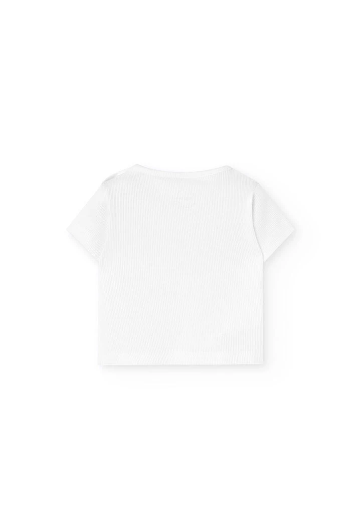 Maglietta a coste per bambino in colore bianco