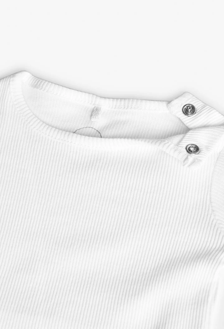 Maglietta a coste per bambino in colore bianco