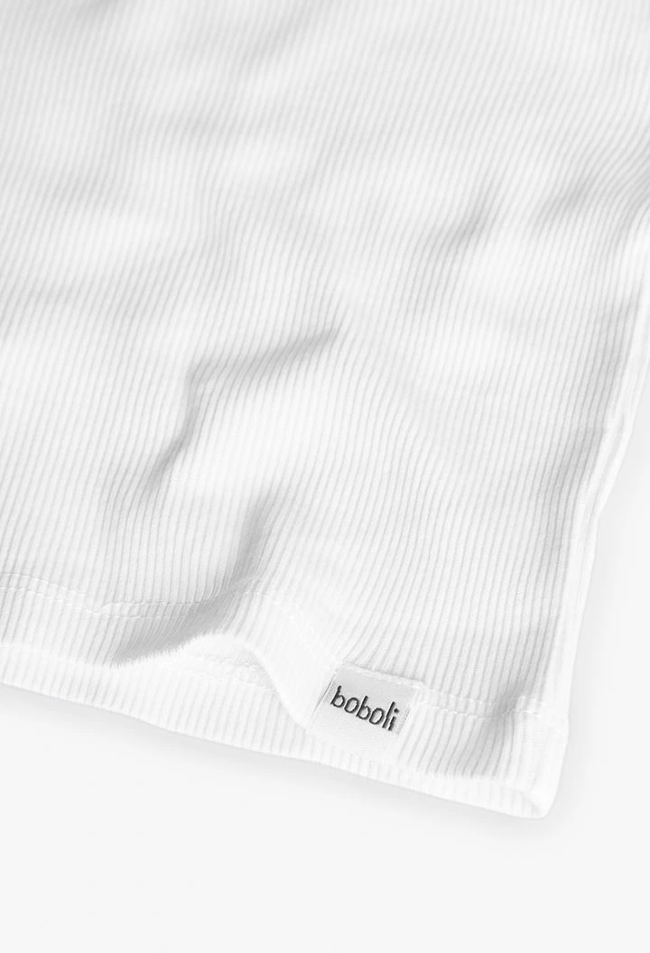Maglietta a coste per bambino in colore bianco