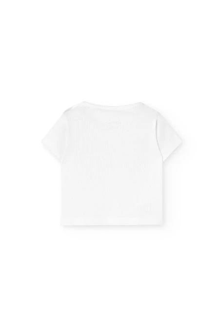 Ribbed knit baby T-shirt in white