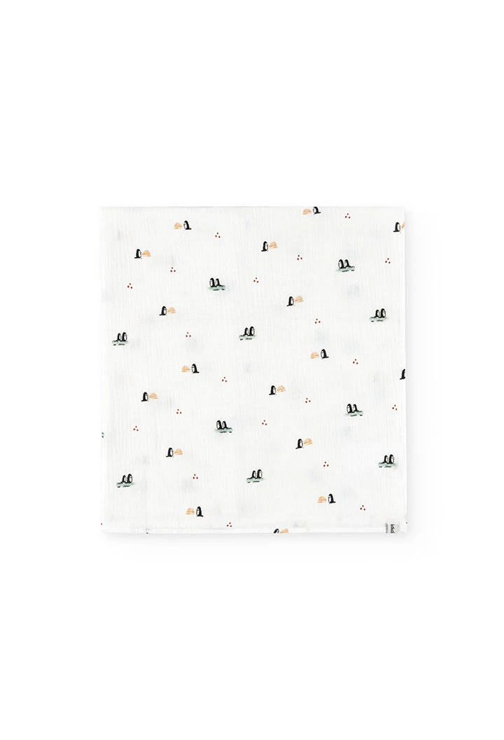 Manta i doudou nadó estampat pingüins