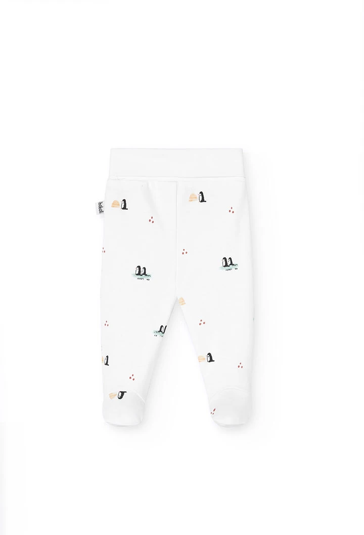 Conjunto bebé felpa branco pinguins