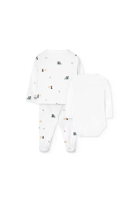 Baby-Set aus weißem Plüsch mit Pinguinen