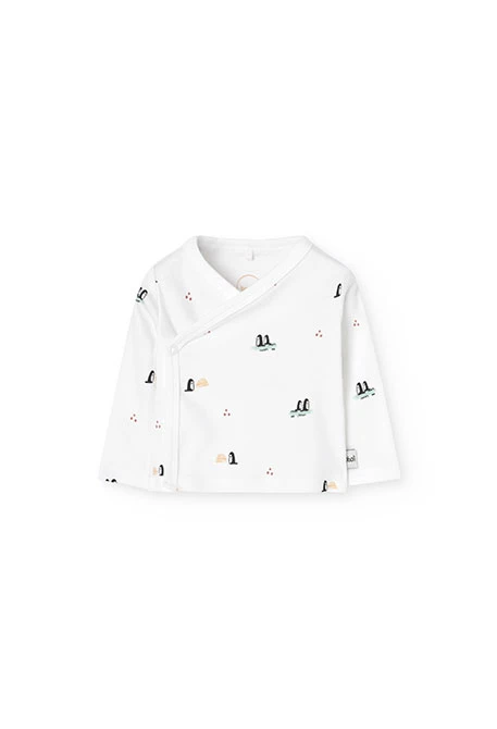 Completo neonato in maglia bianca con pinguini