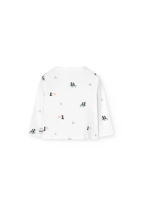 Baby-Set aus weißem Plüsch mit Pinguinen