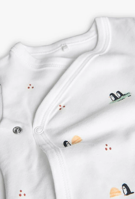 Baby-Set aus weißem Plüsch mit Pinguinen