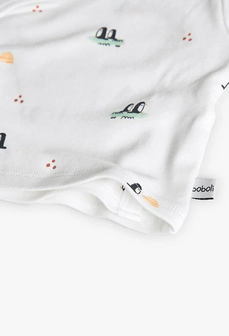 Baby-Set aus weißem Plüsch mit Pinguinen