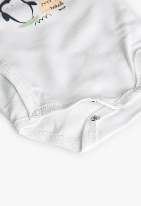 Ensemble bébé velours blanc pingouins