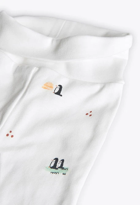 Baby-Set aus weißem Plüsch mit Pinguinen
