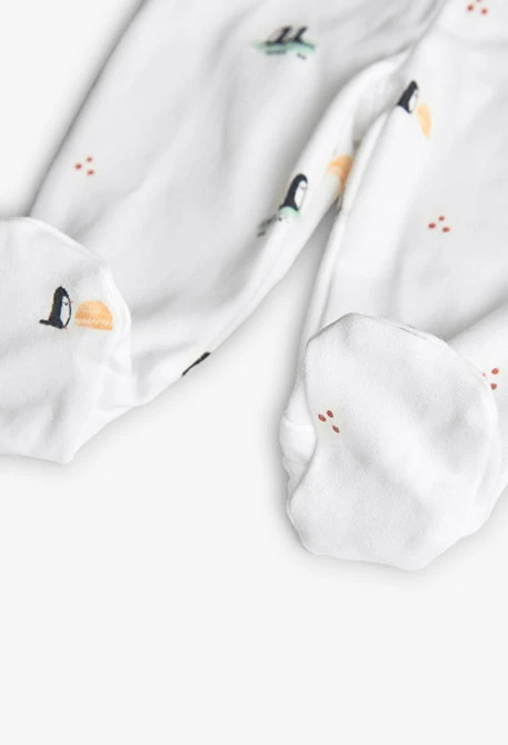 Baby-Set aus weißem Plüsch mit Pinguinen