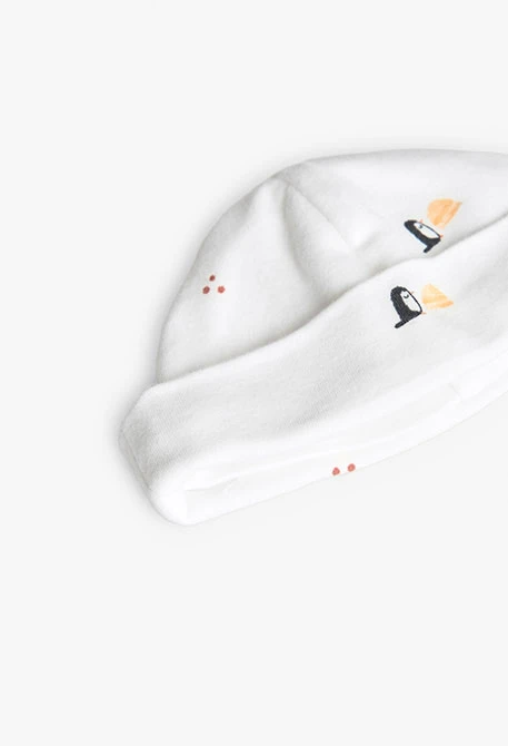 Baby-Set aus weißem Plüsch mit Pinguinen