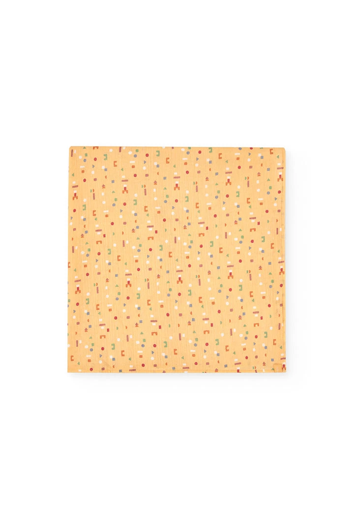 Couverture et bavoir pour bébé jaune à motif