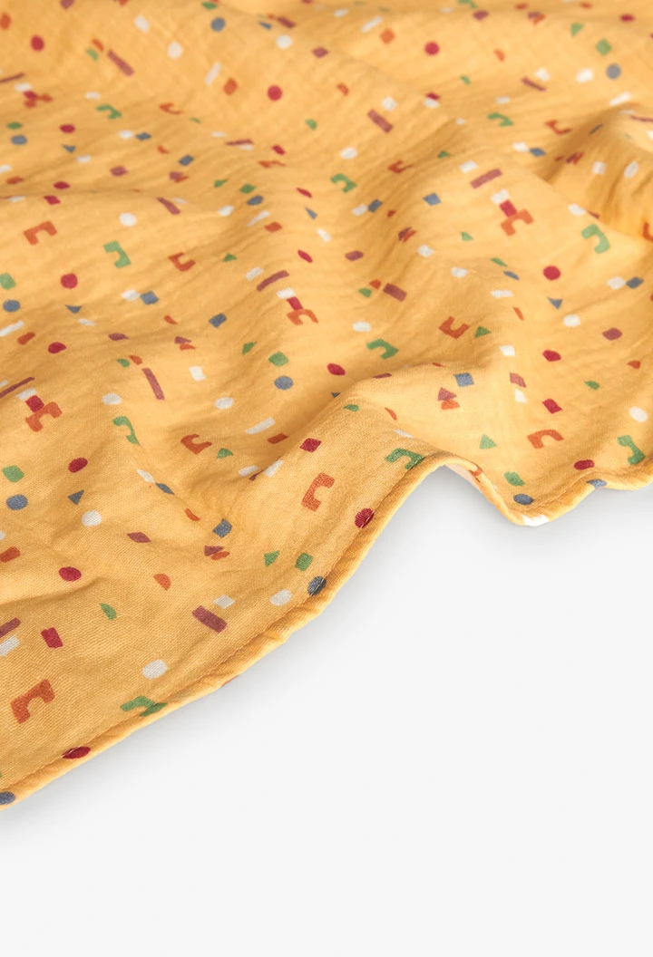 Couverture et bavoir pour bébé jaune à motif