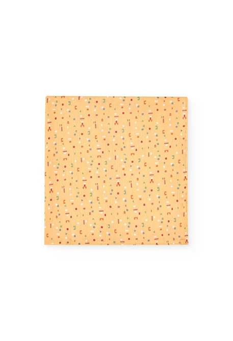Couverture et bavoir pour bébé jaune à motif