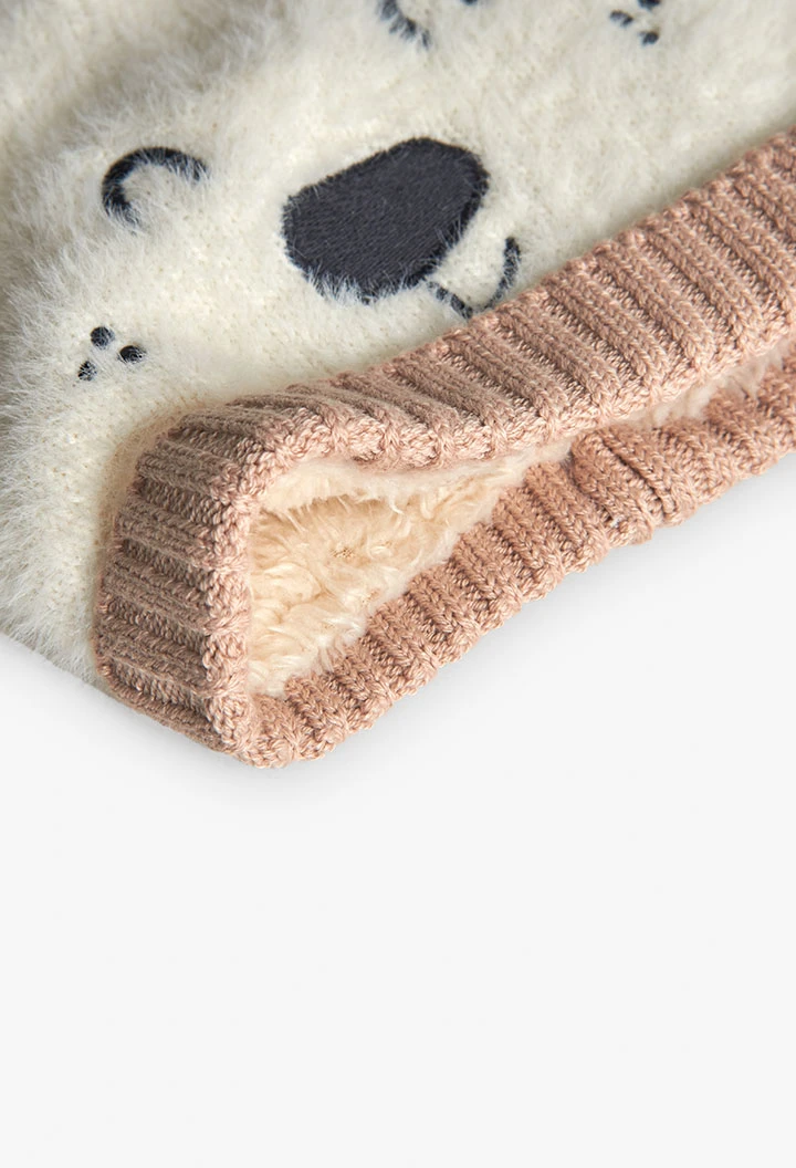 Bonnet bébé blanc imprimé ours