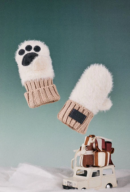 Gants bébé peluche blanc