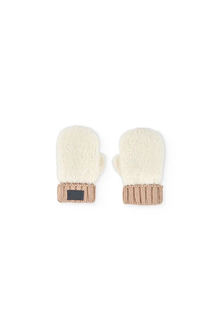 Baby white fleece gloves