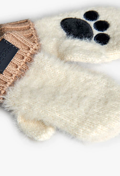 Babyhandschuhe aus weißem Plüsch