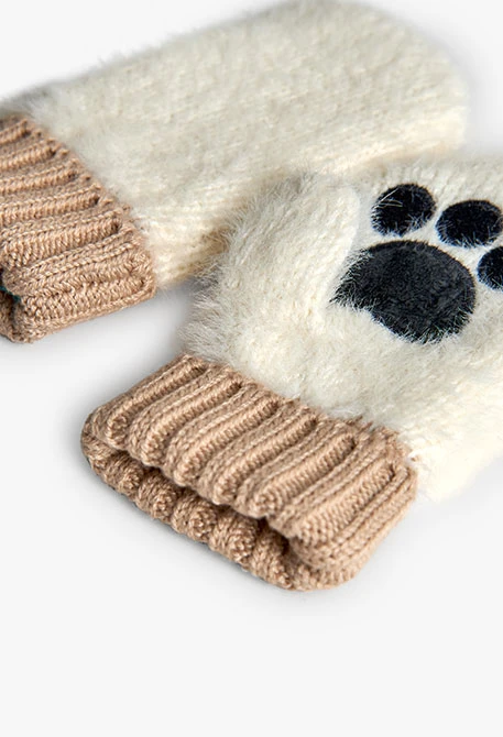 Guantes bebé felpa blanco